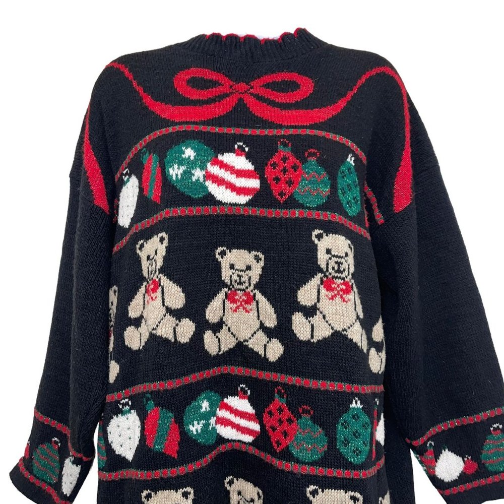 Vintage Nutcracker Pullover Sweater Womens L Teddy Bear Ugly Christmas Holiday - Picture 2 of 9
